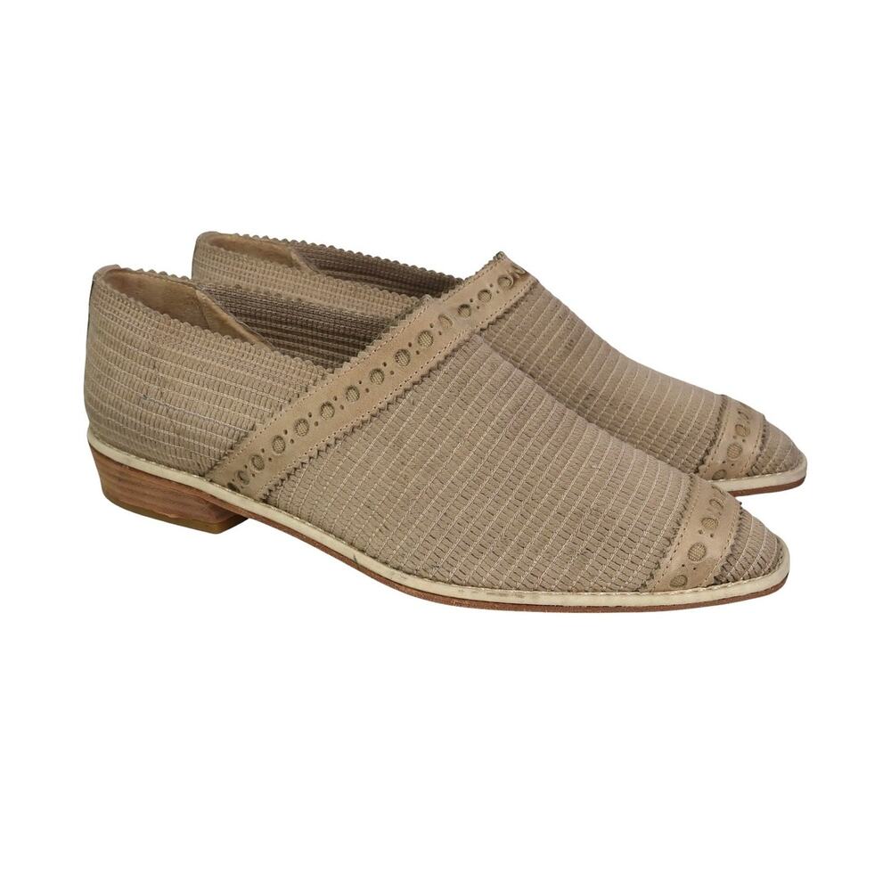 Paco Gil Tan Leather Woven Low Heel Ankle Boots Shoes 9